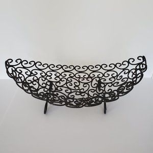 Dark Metal Fruit Bowl Footed Boat Shape Display Shabby Chic Tuscan Baroque Chic